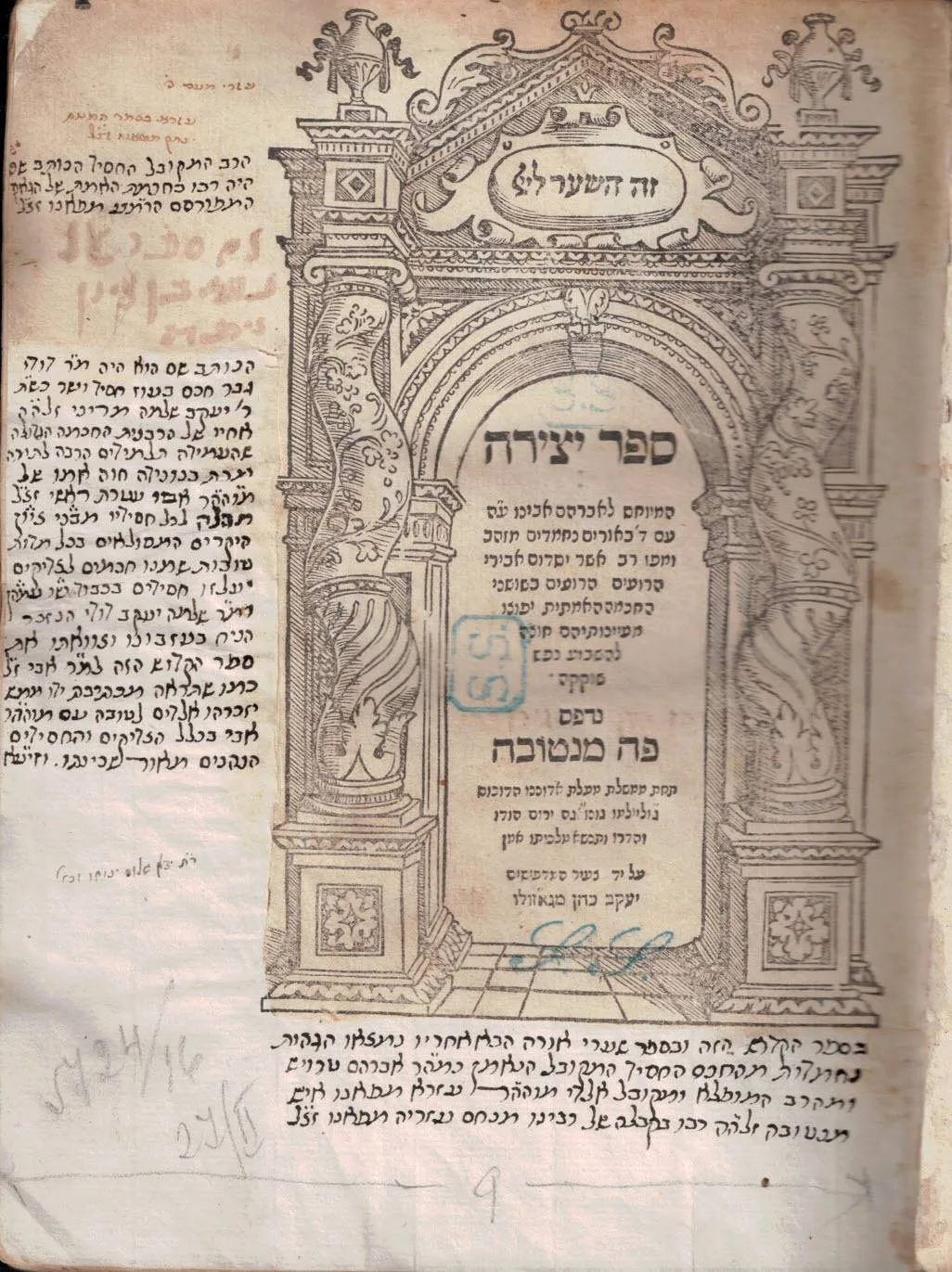 שער ספר יצירה, דפוס מנטובה ה׳שכ״ב